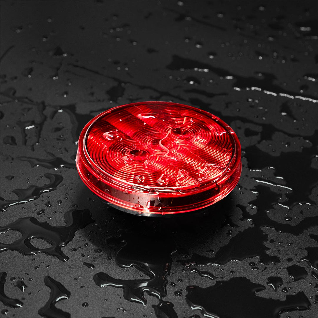 3 LED 4" Round Light (Stop, Turn, &amp; Tail)-Red LED/Red Lens