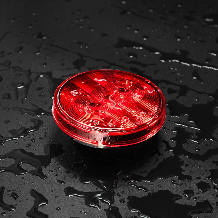 3 LED 4" Round Light (Stop, Turn, &amp; Tail)-Red LED/Red Lens