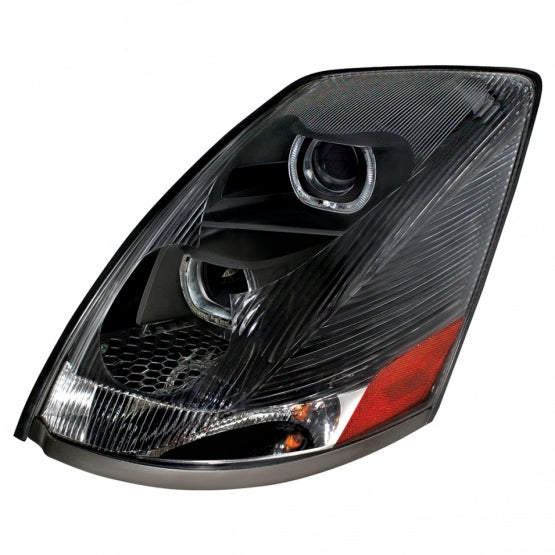 Blackout Projection Headlight With Amber LED Light Bar For 2003-2017 Volvo VN/VNL - Driver