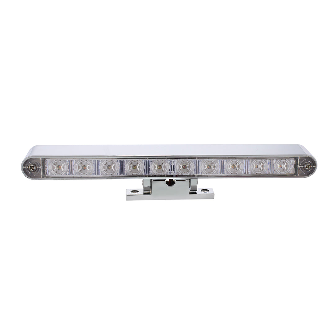 Chrome 10 LED Light Bar With 180 Degree Swivel Base - Dual Function Amber LED/Clear Lens