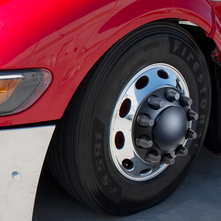 Dome Front Axle Cover With 33mm Standard Thread-On Nut Covers - Matte Black (Color Box)