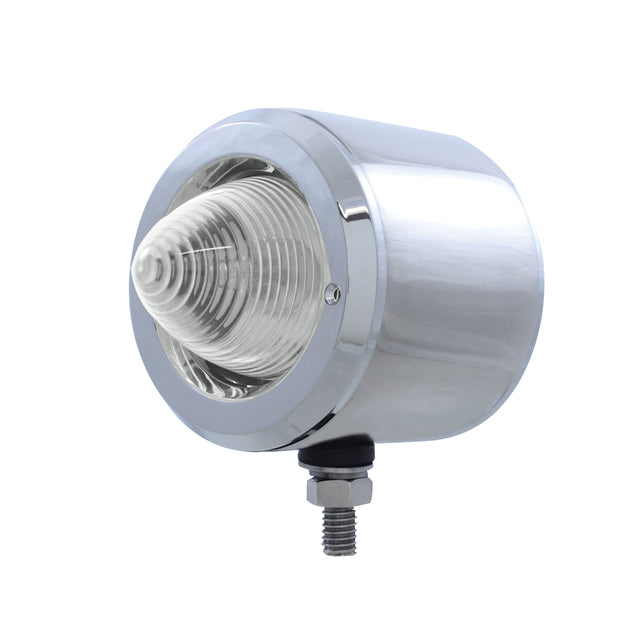 Stainless 2-1/2" Double Face LED Beehive Lights With Bezel - Amber & Red LED/Clear Lens