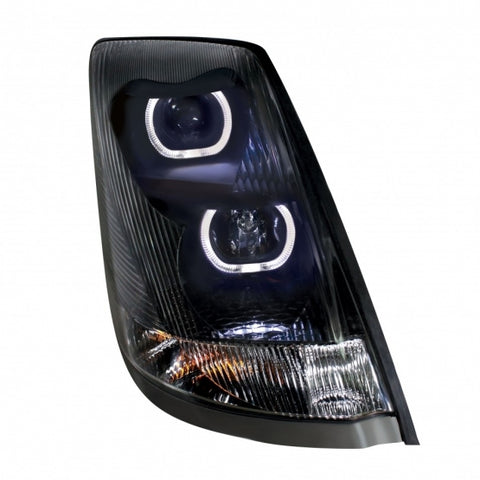 Blackout Projection Headlight With White LED Light Bar For 2003-2017 Volvo VN/VNL - Passenger