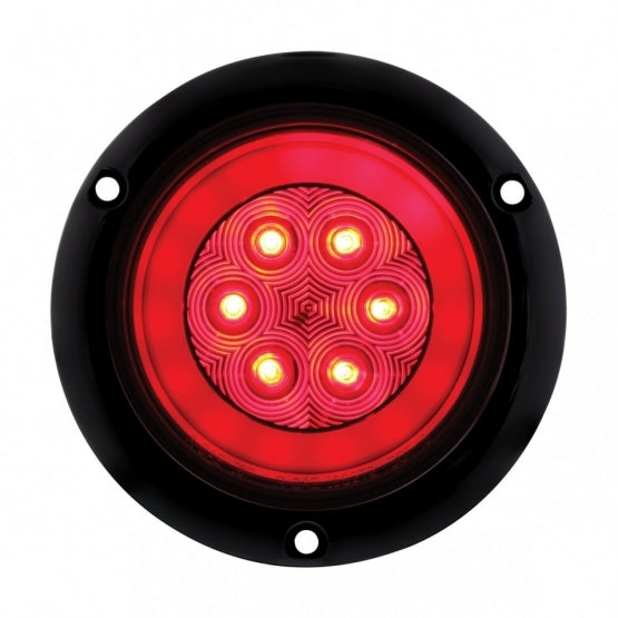21 LED 4" Round Flange Mount GloLight (Stop, Turn &amp; Tail) - Red LED/Red Lens