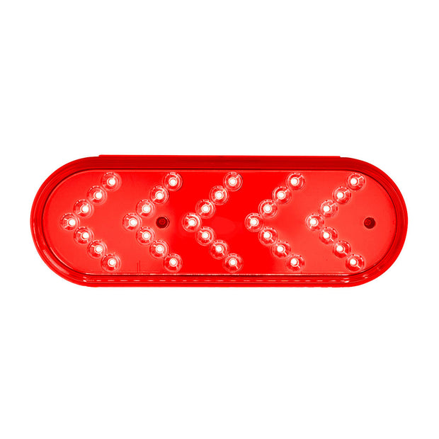 35 LED 6" Reflector Oval Sequential Turn Signal Light - Red LED/Red Lens