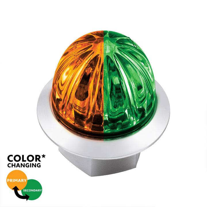 4 LED 3/4" Mini Watermelon Double Fury Light With Clear Lens (Clearance/Marker) - Amber &amp; Green LED