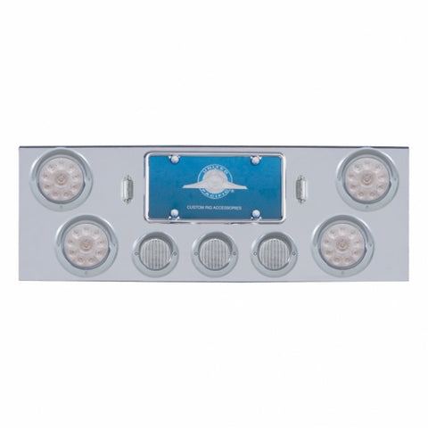 CR Rear Center Panel With 4X 10 LED 4" Lights & 3X 13 LED 2-1/2" Lights & Visors -Red LED/Clear Lens