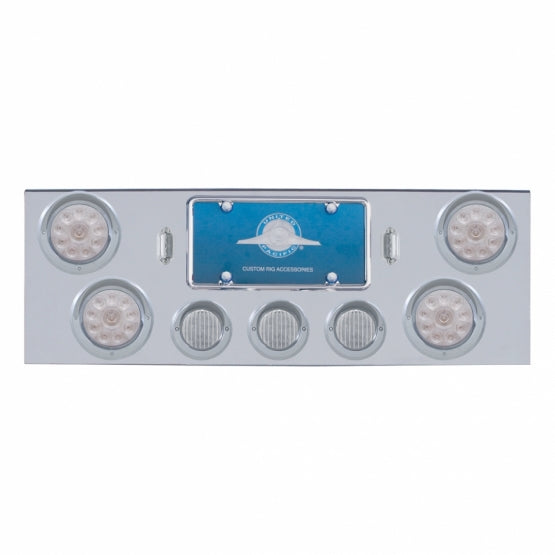 CR Rear Center Panel With 4X 10 LED 4" Lights & 3X 13 LED 2-1/2" Lights & Visors -Red LED/Clear Lens