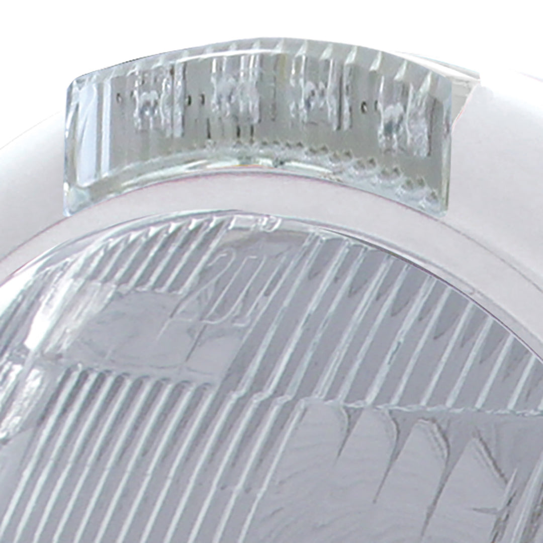 Stainless Steel Classic Headlight H6024 Bulb &amp; LED Turn Signal - Clear Lens