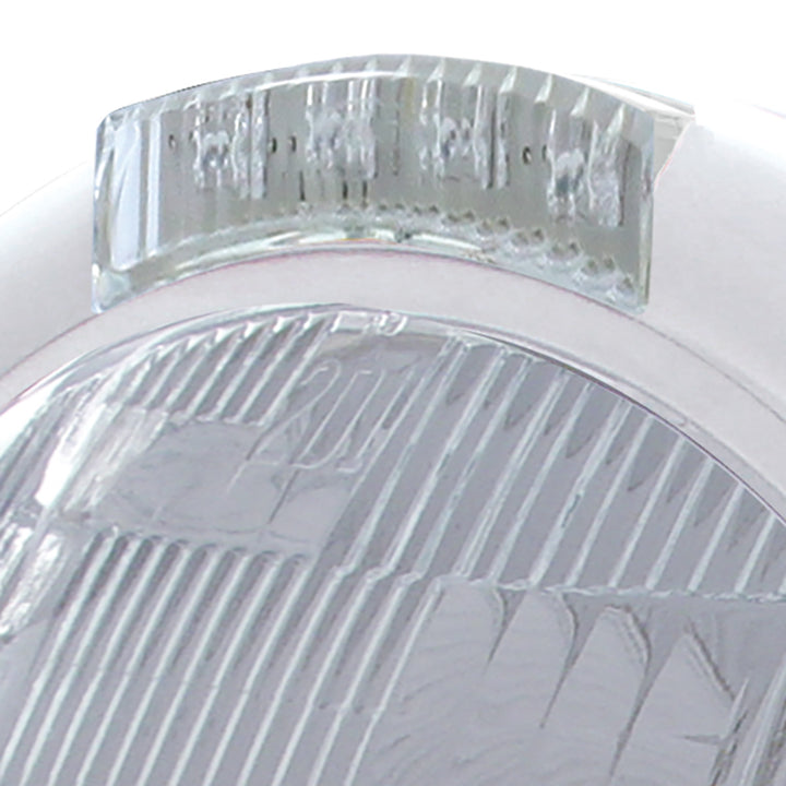 Stainless Steel Classic Headlight H6024 Bulb &amp; LED Turn Signal - Clear Lens