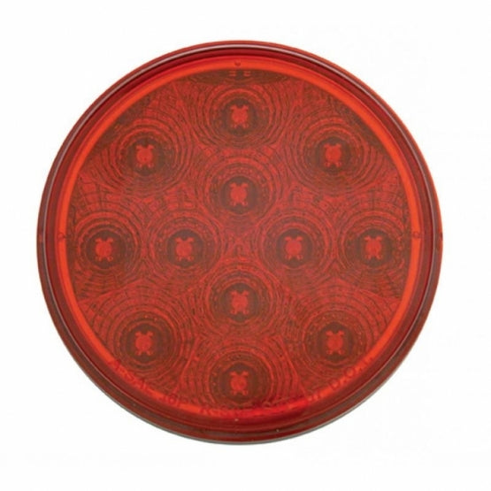 Chrome 1 Piece Rear Light Bar With Six 12 LED 4" Reflector Lights &amp; Bezels - Red LED/Red Lens