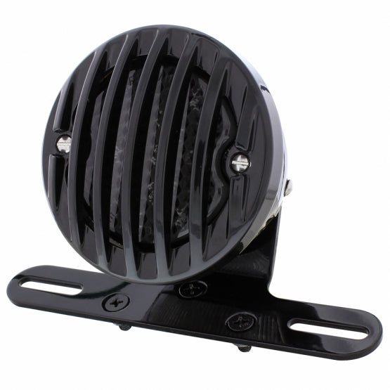 Motorcycle LED Rear Fender Tail Light With Black Grille Bezel - Smoke Lens