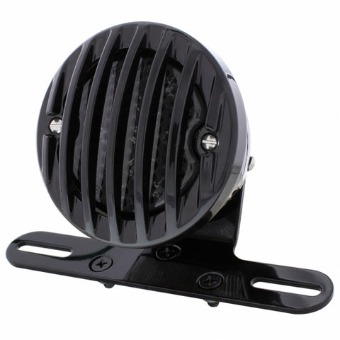 Motorcycle LED Rear Fender Tail Light With Black Grille Bezel - Smoke Lens