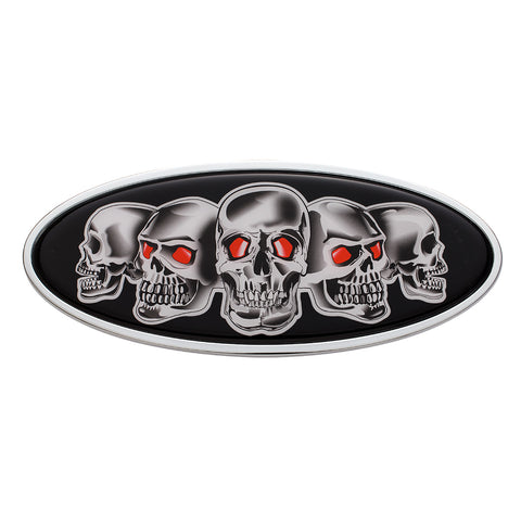 Chrome Die Cast Skull Emblem - Black