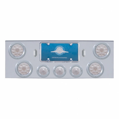 CR Rear Center Panel With 4X LED 4" Lights & 3X LED 2-1/2" Beehive Lights & Bezel -Red LED/Clear Lens