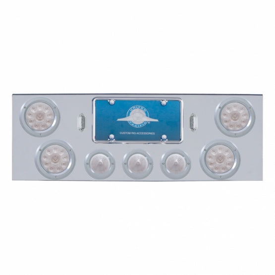 CR Rear Center Panel With 4X LED 4" Lights & 3X LED 2-1/2" Beehive Lights & Bezel -Red LED/Clear Lens
