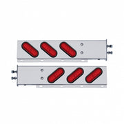 2-1/2" Bolt Pattern SS Spring Loaded Bar With 6X 22 Red LED 6" Oval GloLight & Grommet -Red Lens (Pair)