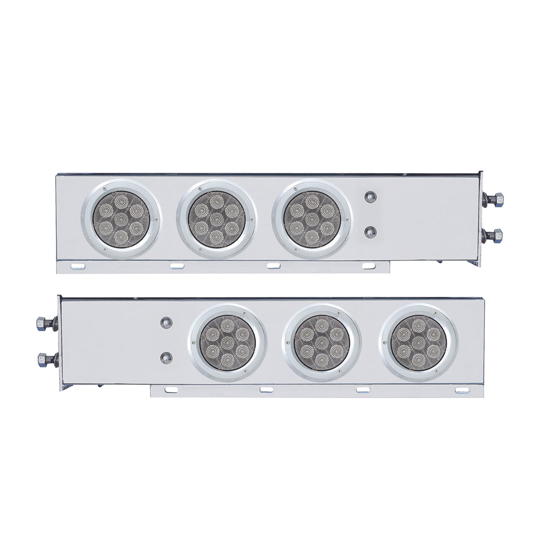 2-1/2" Bolt Pattern Spring Loaded Rear Bar With 6X Competition Series 7 Red LED 4" Light -Clear Lens (Pair)