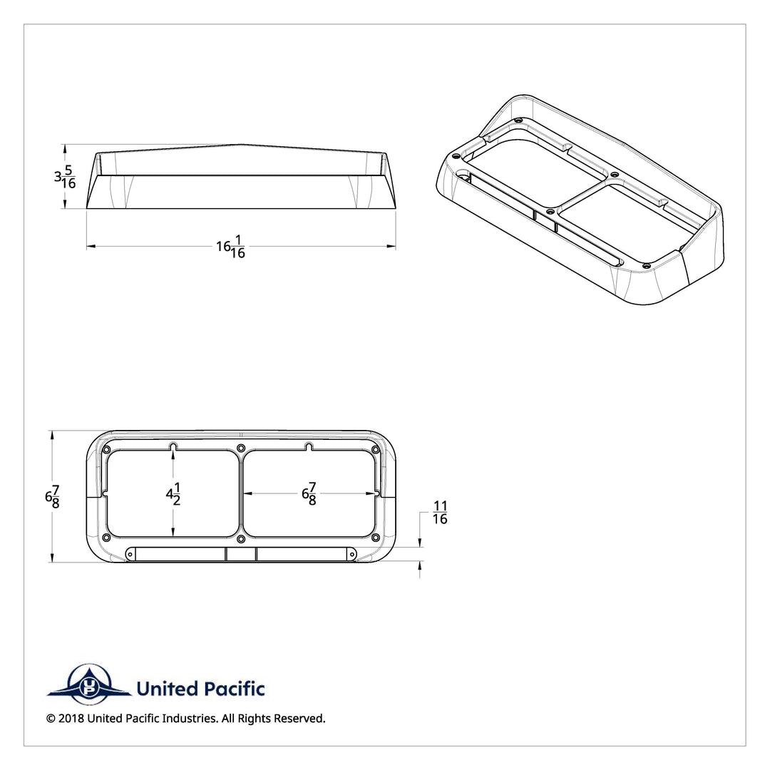 Rectangular Dual Headlight Bezel With Visor And LED Sequential Light Bar (Passenger) - Amber LED/Amber Lens