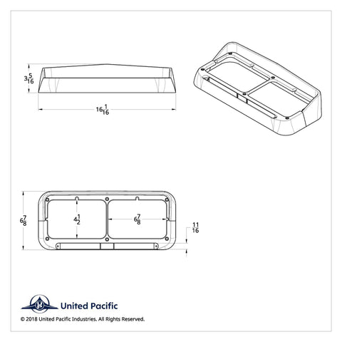 Rectangular Dual Headlight Bezel With Visor And LED Sequential Light Bar (Passenger) - Amber LED/Amber Lens