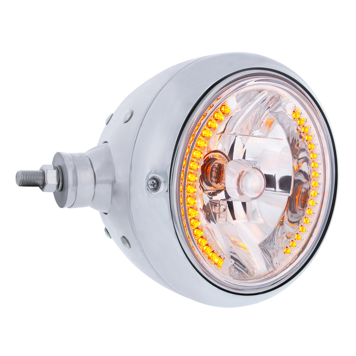 SS Guide 682-C Style Headlight Assembly W/Crystal Lens &amp; 34 LEDs Position Light - L/H (Horizontal Mount)