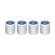 Chrome Round Valve Caps With Blue Crystal (4-Pack)