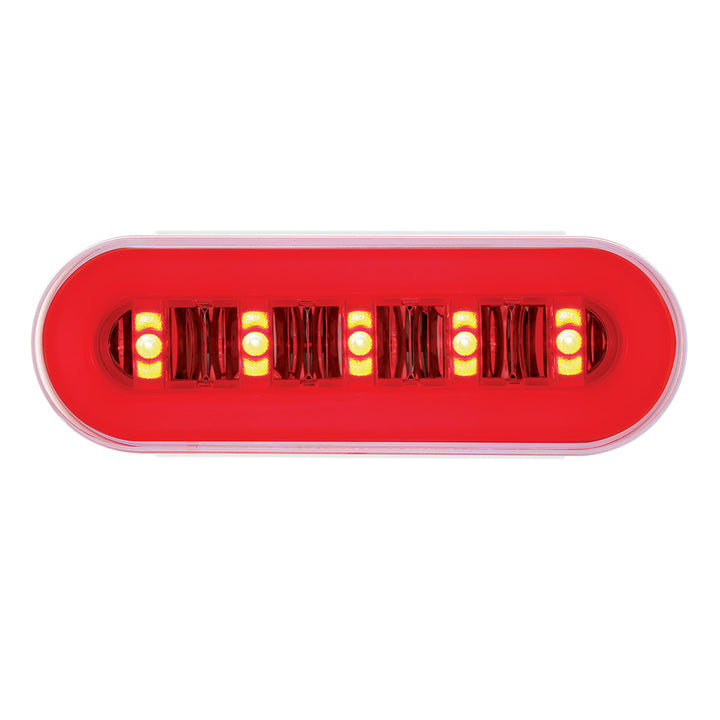 22 LED 6" Oval GloLight With Divider Bar Inner Design (Stop, Turn &amp; Tail) - Red LED/Red Insert (Card)