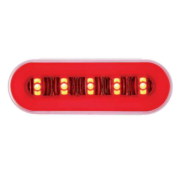 22 LED 6" Oval GloLight With Divider Bar Inner Design (Stop, Turn & Tail) - Red LED/Red Insert (Card)