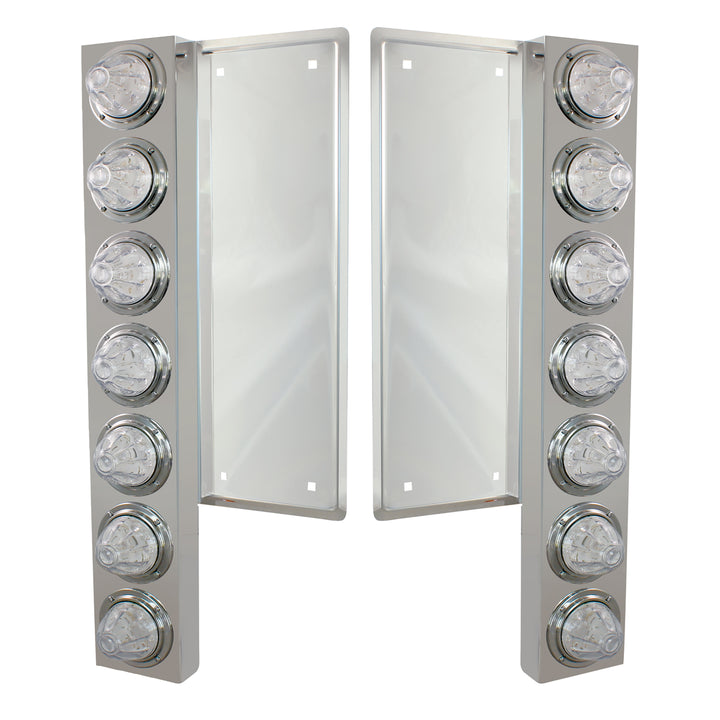 FL SS Front Air Cleaner Bracket With 12X 11 LED Watermelon Lights &amp; Bezels -Amber LED/Clear Lens