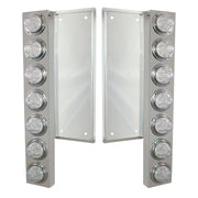 FL SS Front Air Cleaner Bracket With 12X 11 LED Watermelon Lights & Bezels -Amber LED/Clear Lens