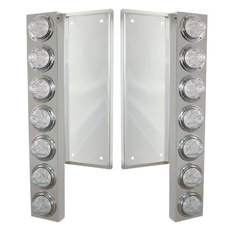 FL SS Front Air Cleaner Bracket With 12X 11 LED Watermelon Lights & Bezels -Amber LED/Clear Lens