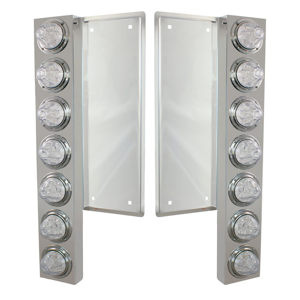 FL SS Front Air Cleaner Bracket With 12X 11 LED Watermelon Lights & Bezels -Amber LED/Clear Lens