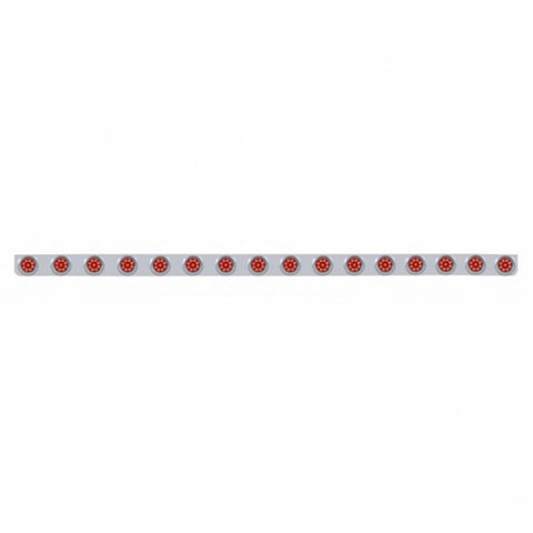 79-1/2" SS Bumper Light Bracket With 16X 9 LED 2" Reflector Lights & Visors -Red LED & Lens