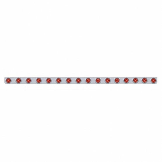 79-1/2" SS Bumper Light Bracket With 16X 9 LED 2" Reflector Lights & Visors -Red LED & Lens