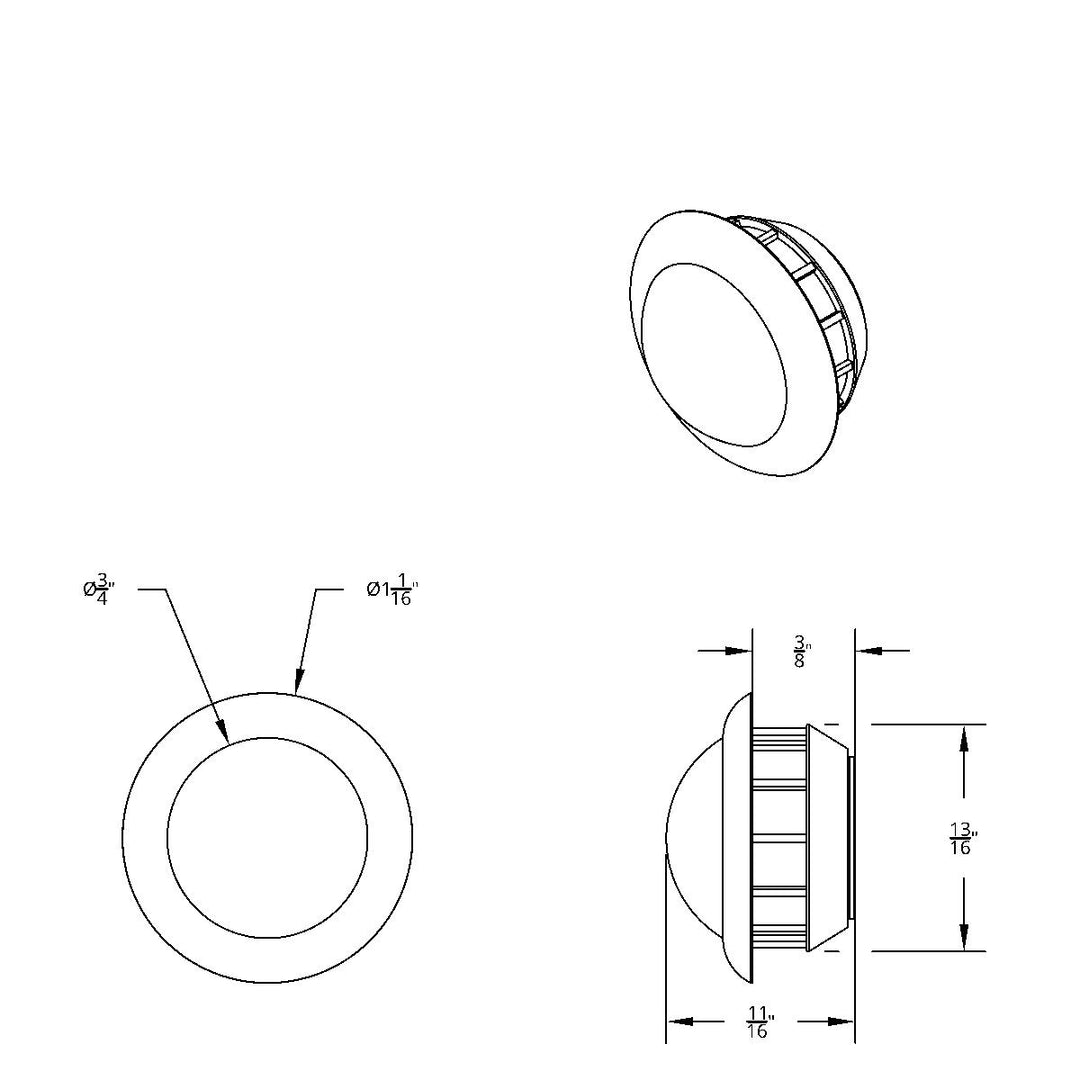 Single SMD LED 3/4" Mini Light (Clearance/Marker) With Rubber Grommet - Red LED/Red Lens