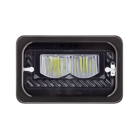 ULTRALIT - Heated 4" X 6" LED Headlight With Glass Lens & Aluminum Housing - High Beam - Black