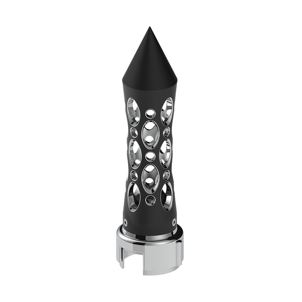 Thread-On Daytona Style Spike Gearshift Knob With 13/15/18 Speed Adapter - Black/Vertical