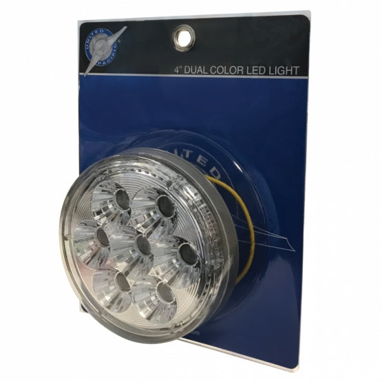 14 LED 4" Round Double Fury Light (Turn Signal) - Amber &amp; White LED/Clear Lens