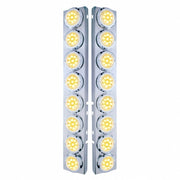 SS Front Air Cleaner Bracket With 16X 9 LED 2" Reflector Lights & Bezels For Peterbilt-Amber LED/Clear Lens