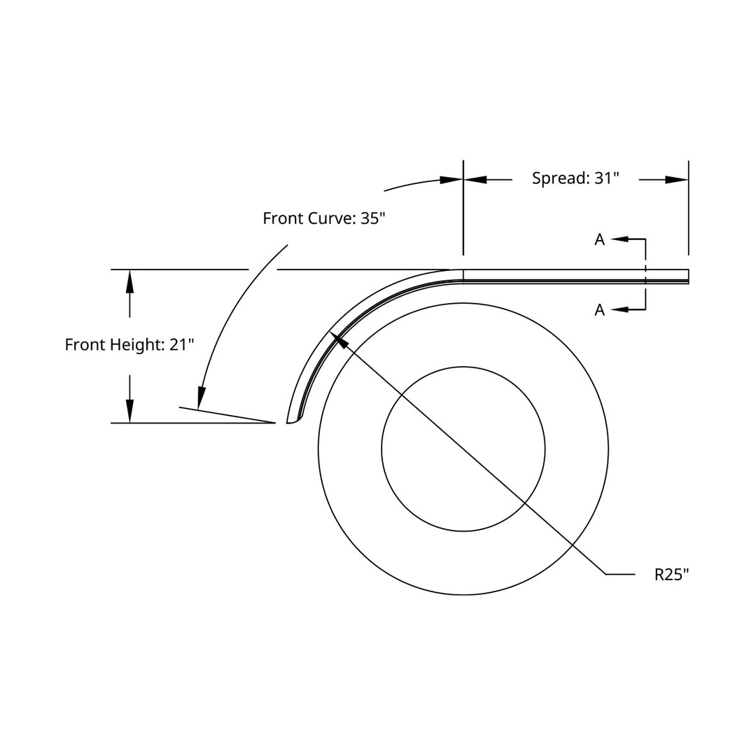 66" 430 Stainless Steel (16ga) Smooth Half Fender - SE Series (Pair)