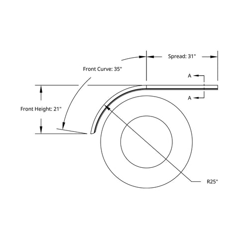 66" 430 Stainless Steel (16ga) Smooth Half Fender - SE Series (Pair)