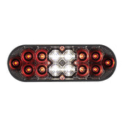 6" Oval Combo Light With 14 LED Stop, Turn & Tail & 16 LED Back-Up - Red LED/Clear Lens