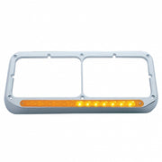 Rectangular Dual Headlight Bezel With LED Sequential Light Bar (Driver) - Amber LED/Amber Lens