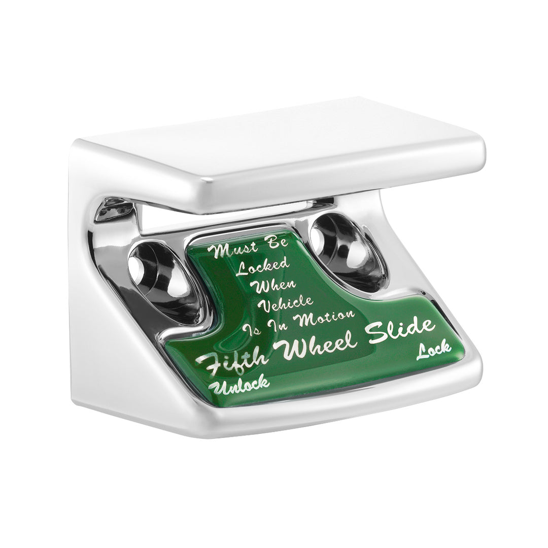 Chrome Plastic Fifth Wheel Switch Guard With Glossy Sticker For 1990-2010 Freightliner Classic- Green Sticker