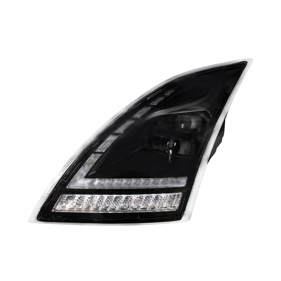 Blackout Full LED Headlight With LED Turn Signal and DRL For 2018-2024 Volvo VNL-Driver