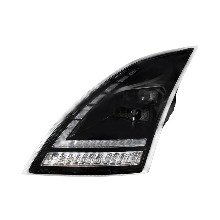 Blackout Full LED Headlight With LED Turn Signal and DRL For 2018-2024 Volvo VNL-Driver