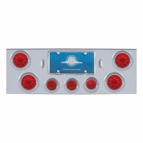CR Rear Center Panel With 4X 10 LED 4" Lights & 3X 13 LED 2-1/2" Lights & Visors -Red LED & Lens