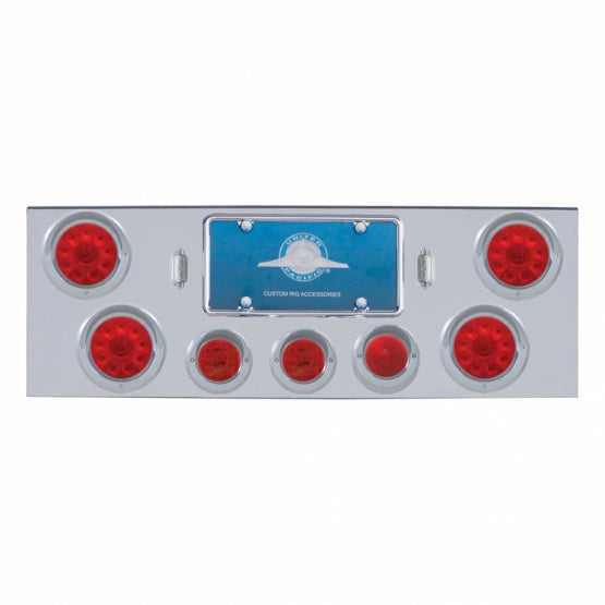 CR Rear Center Panel With 4X 10 LED 4" Lights & 3X 13 LED 2-1/2" Lights & Visors -Red LED & Lens