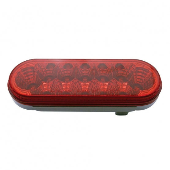 12 LED 6" Oval Reflector Light (Stop, Turn &amp; Tail) - Red LED/Red Lens
