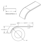 80" 430 Stainless Steel (16ga) Roll Formed Edge Smooth Half Fender - SS Series (Pair)